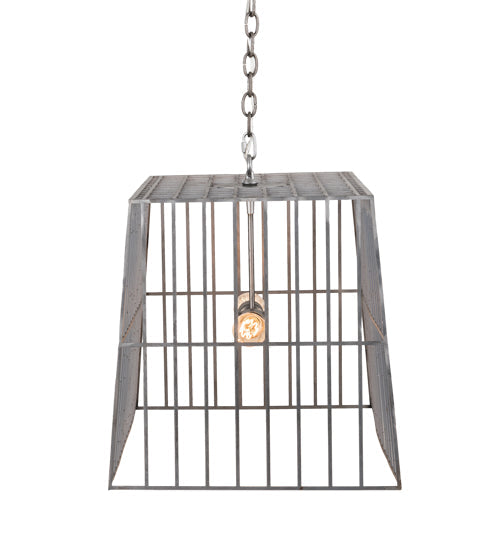 Meyda Lighting Quadrato 32" 2-Light Matte Clear Steel Golpe Pendant Light