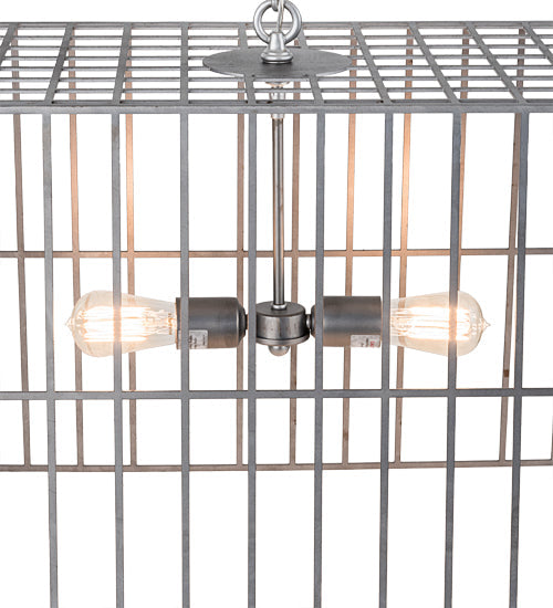 Meyda Lighting Quadrato 32" 2-Light Matte Clear Steel Golpe Pendant Light