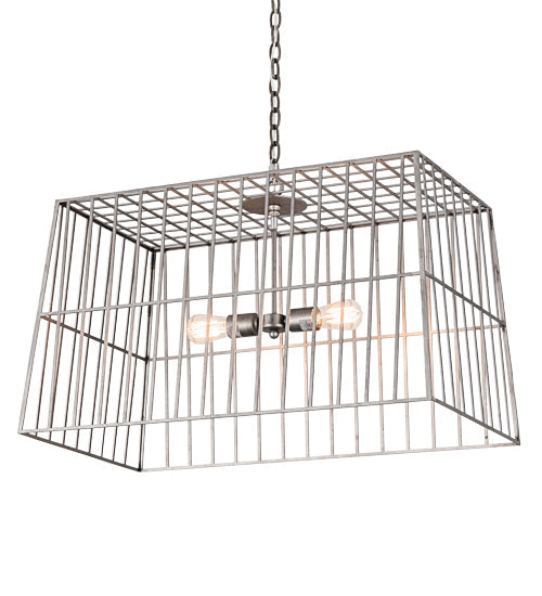 Meyda Lighting Quadrato 32" 2-Light Matte Clear Steel Golpe Pendant Light
