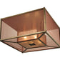 Meyda Lighting Quadrato 34" 4-Light Gilded Tobacco Umador Flush Mount Light With Silver Mica And Coffee Textralite Shade