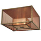 Meyda Lighting Quadrato 34" 4-Light Gilded Tobacco Umador Flush Mount Light With Silver Mica And Coffee Textralite Shade