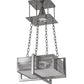 Meyda Lighting Quadrato 34" Silver Satin Clear Steel Pendant Light With White Statuario Idalight Shade Glass