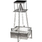 Meyda Lighting Quadrato 34" Silver Satin Clear Steel Pendant Light With White Statuario Idalight Shade Glass