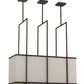 Meyda Lighting Quadrato 36" 3-Light Oil Rubbed Bronze Langedon Island Pendant Light With White Eggshell Textrene Shade