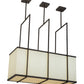 Meyda Lighting Quadrato 36" 3-Light Oil Rubbed Bronze Langedon Island Pendant Light With White Eggshell Textrene Shade