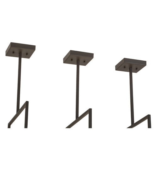 Meyda Lighting Quadrato 36" 3-Light Oil Rubbed Bronze Langedon Island Pendant Light With White Eggshell Textrene Shade