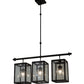 Meyda Lighting Quadrato 39" 3-Light Textured Black Bloc Island Pendant Light With Clear Shade Glass