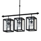 Meyda Lighting Quadrato 39" 3-Light Textured Black Bloc Island Pendant Light With Clear Shade Glass