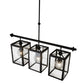 Meyda Lighting Quadrato 39" 3-Light Textured Black Bloc Island Pendant Light With Clear Shade Glass