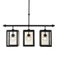 Meyda Lighting Quadrato 39" 3-Light Textured Black Bloc Island Pendant Light With Clear Shade Glass