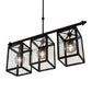 Meyda Lighting Quadrato 39" 3-Light Textured Black Bloc Island Pendant Light With Clear Shade Glass