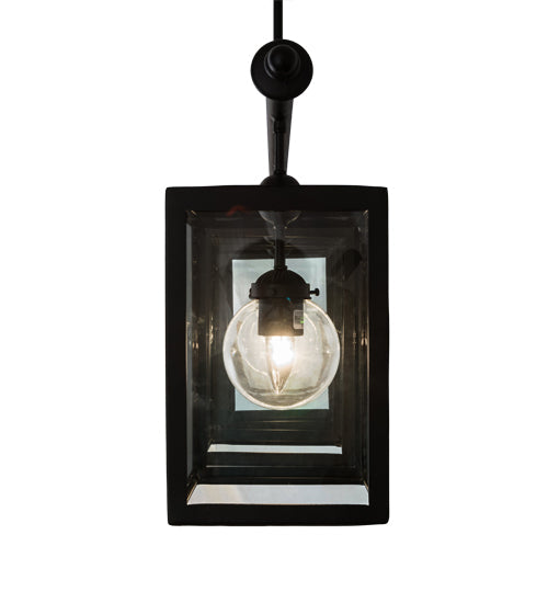 Meyda Lighting Quadrato 39" 3-Light Textured Black Bloc Island Pendant Light With Clear Shade Glass