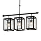 Meyda Lighting Quadrato 39" 3-Light Textured Black Bloc Island Pendant Light With Clear Shade Glass