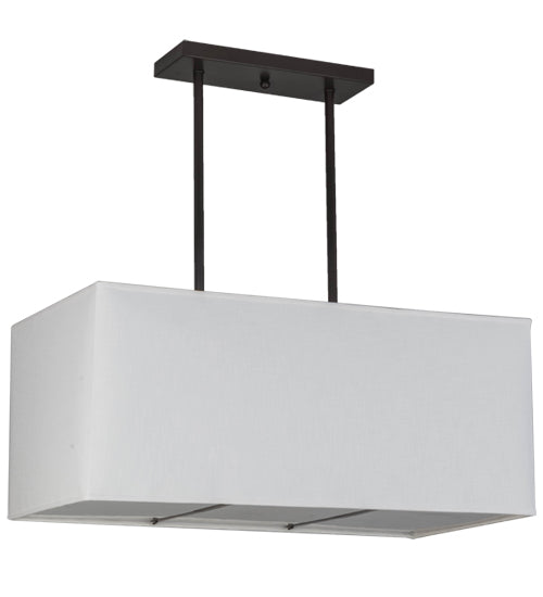 Meyda Lighting Quadrato 42" 4-Light Timeless Bronze Linear Island Pendant Light With Natural Textrene And Statuario Idalight Shade
