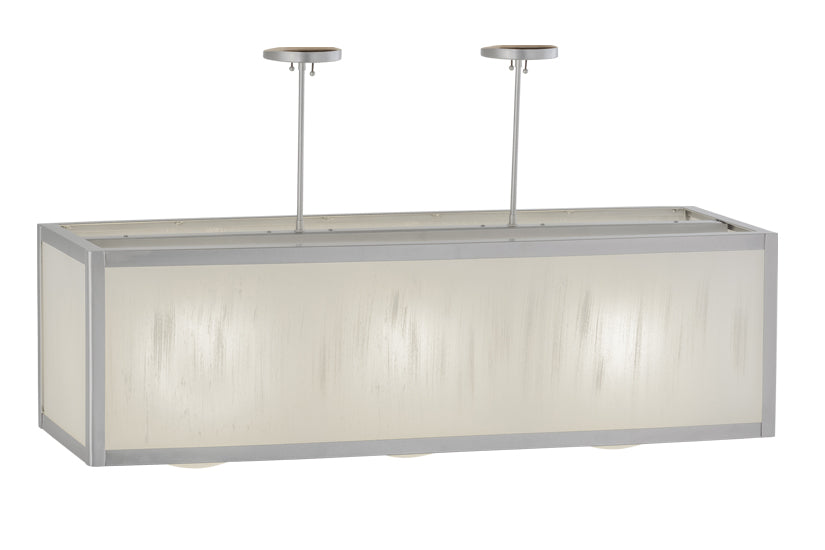 Meyda Lighting Quadrato 44" 3-Light Nickel Convex Island Pendant Light With Contrail Mist Idalight Shade Glass