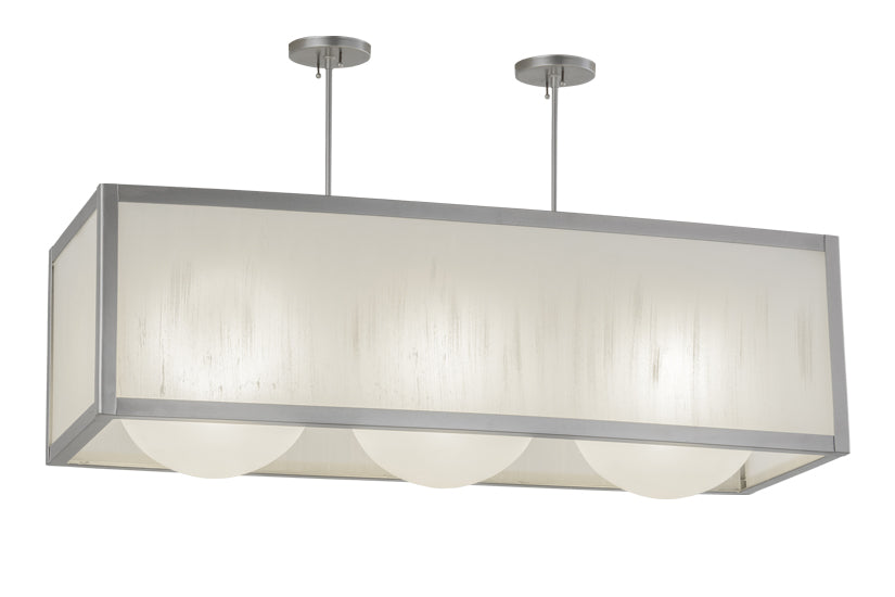 Meyda Lighting Quadrato 44" 3-Light Nickel Convex Island Pendant Light With Contrail Mist Idalight Shade Glass