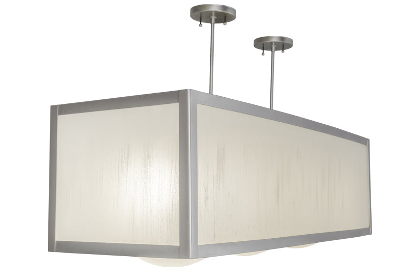 Meyda Lighting Quadrato 44" 3-Light Nickel Convex Island Pendant Light With Contrail Mist Idalight Shade Glass