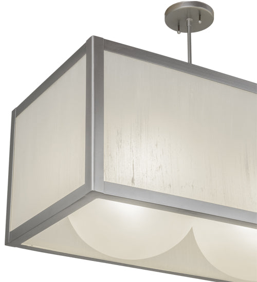 Meyda Lighting Quadrato 44" 3-Light Nickel Convex Island Pendant Light With Contrail Mist Idalight Shade Glass