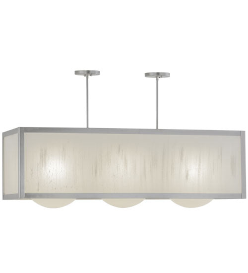 Meyda Lighting Quadrato 44" 3-Light Nickel Convex Island Pendant Light With Contrail Mist Idalight Shade Glass