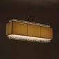 Meyda Lighting Quadrato 48" 10-Light Chrome Carinthia Island Pendant Light With Sheer Taupe Textrene Shade
