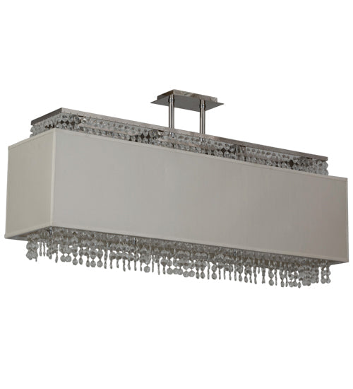 Meyda Lighting Quadrato 48" 10-Light Chrome Carinthia Island Pendant Light With Sheer Taupe Textrene Shade