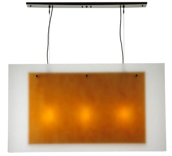 Meyda Lighting Quadrato 48" 3-Light Timeless Bronze Shadow Box Island Pendant Light With Contrail Mist And Tawnyrock Idalight Shade