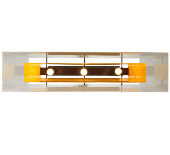 Meyda Lighting Quadrato 48" 3-Light Timeless Bronze Shadow Box Island Pendant Light With Contrail Mist And Tawnyrock Idalight Shade