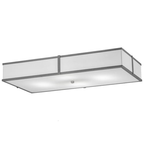 Meyda Lighting Quadrato 48" 4-Light Nickel Island Flush Mount Light With White Statuario Idalight Shade