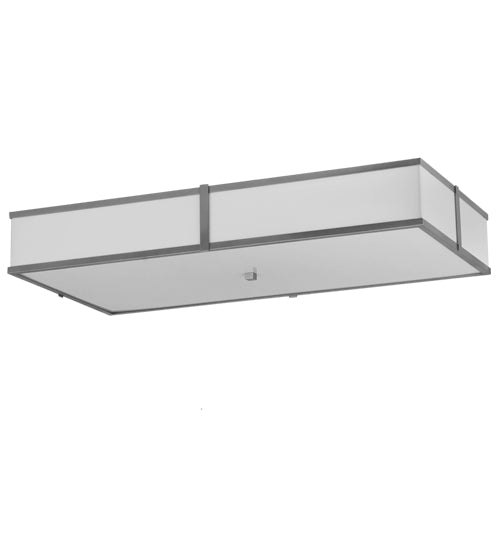 Meyda Lighting Quadrato 48" 4-Light Nickel Island Flush Mount Light With White Statuario Idalight Shade