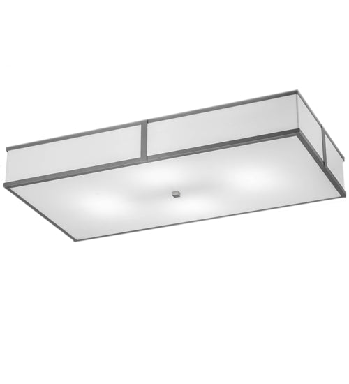 Meyda Lighting Quadrato 48" 4-Light Nickel Island Flush Mount Light With White Statuario Idalight Shade