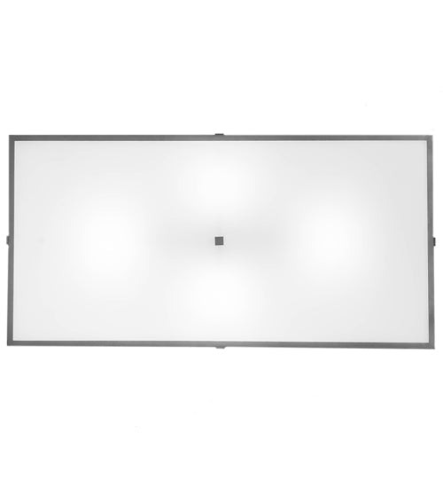 Meyda Lighting Quadrato 48" 4-Light Nickel Island Flush Mount Light With White Statuario Idalight Shade