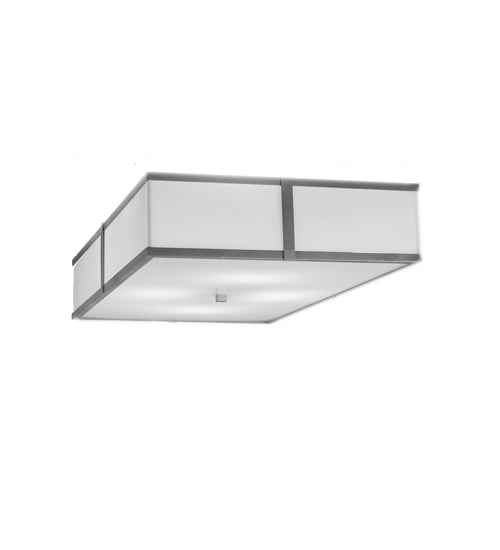 Meyda Lighting Quadrato 48" 4-Light Nickel Island Flush Mount Light With White Statuario Idalight Shade