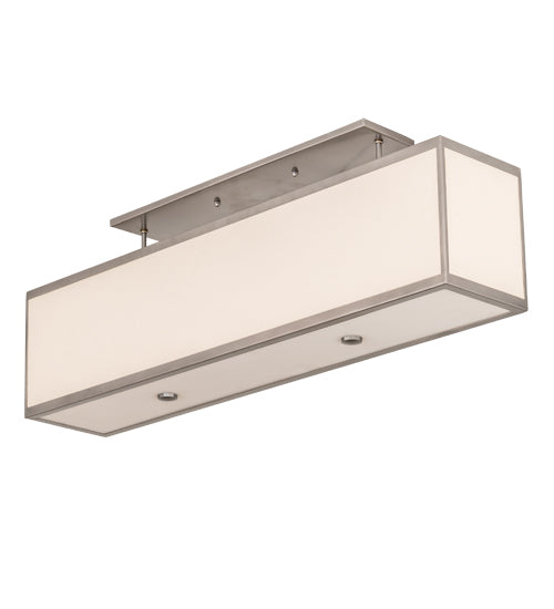 Meyda Lighting Quadrato 48" 5-Light Nickel Lounge Island Pendant Light With Beige Textrene & White Statuario Idalight Shade