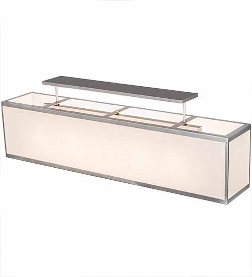 Meyda Lighting Quadrato 48" 5-Light Nickel Lounge Island Pendant Light With Beige Textrene & White Statuario Idalight Shade