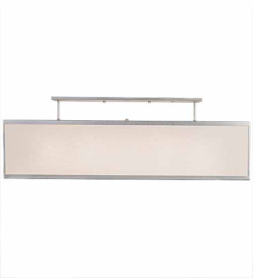 Meyda Lighting Quadrato 48" 5-Light Nickel Lounge Island Pendant Light With Beige Textrene & White Statuario Idalight Shade