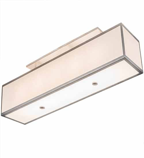 Meyda Lighting Quadrato 48" 5-Light Nickel Lounge Island Pendant Light With Beige Textrene & White Statuario Idalight Shade