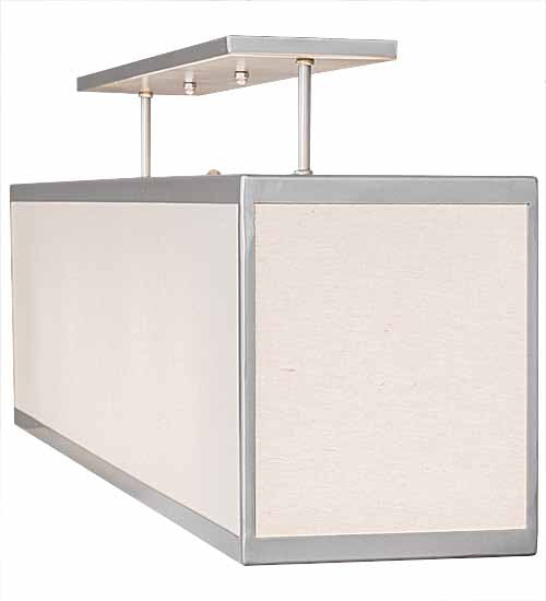 Meyda Lighting Quadrato 48" 5-Light Nickel Lounge Island Pendant Light With Beige Textrene & White Statuario Idalight Shade