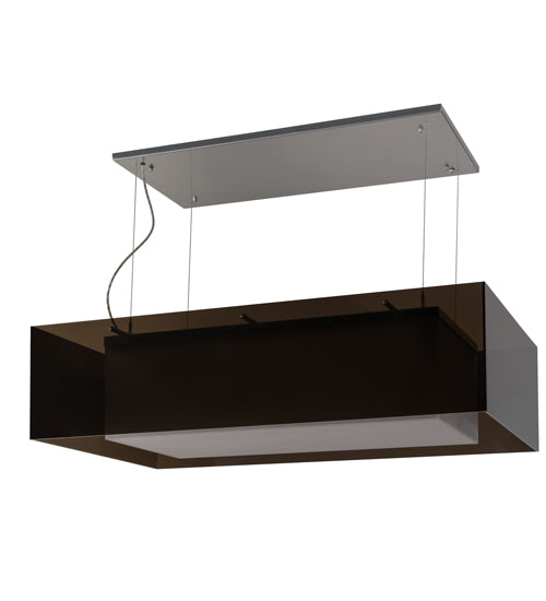 Meyda Lighting Quadrato 48" LED Extreme Chrome Island Shadow Box Pendant Light With Clear Black and White Shade Glass