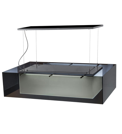 Meyda Lighting Quadrato 48" LED Extreme Chrome Island Shadow Box Pendant Light With Clear Black and White Shade Glass