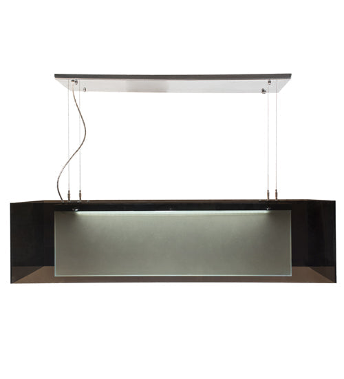 Meyda Lighting Quadrato 48" LED Extreme Chrome Island Shadow Box Pendant Light With Clear Black and White Shade Glass