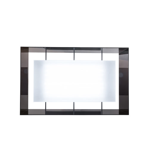 Meyda Lighting Quadrato 48" LED Extreme Chrome Island Shadow Box Pendant Light With Clear Black and White Shade Glass