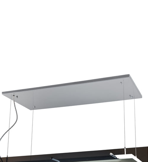 Meyda Lighting Quadrato 48" LED Extreme Chrome Island Shadow Box Pendant Light With Clear Black and White Shade Glass