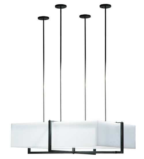 Meyda Lighting Quadrato 48" Natural Steel Brew Pendant Light With White Frosted Statuario Idalight Shade