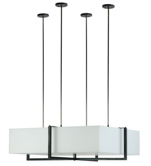 Meyda Lighting Quadrato 48" Natural Steel Brew Pendant Light With White Frosted Statuario Idalight Shade