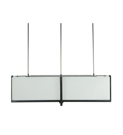 Meyda Lighting Quadrato 48" Natural Steel Brew Pendant Light With White Frosted Statuario Idalight Shade