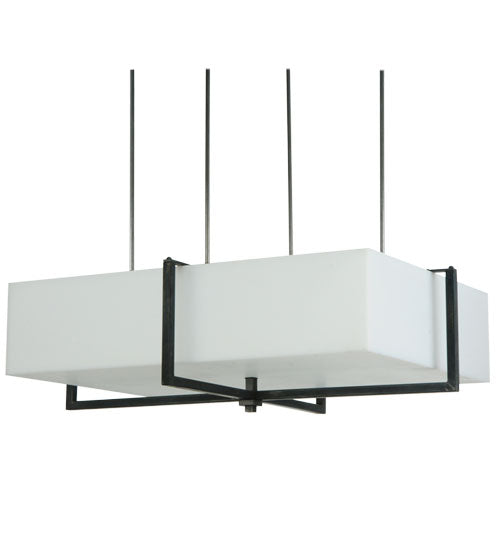 Meyda Lighting Quadrato 48" Natural Steel Brew Pendant Light With White Frosted Statuario Idalight Shade