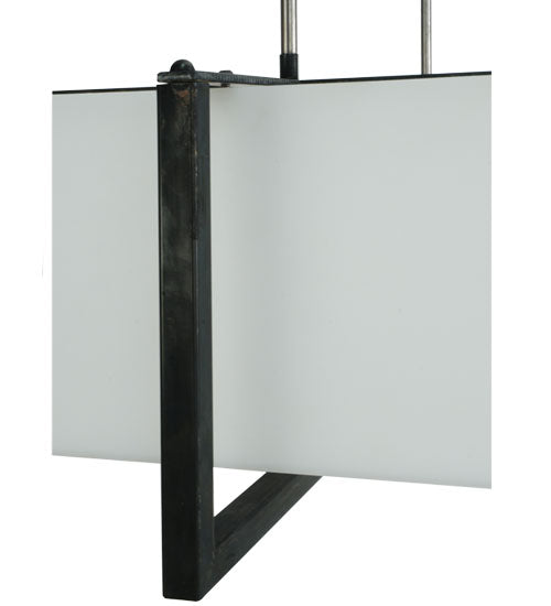 Meyda Lighting Quadrato 48" Natural Steel Brew Pendant Light With White Frosted Statuario Idalight Shade