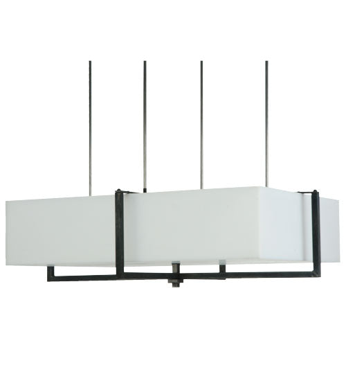 Meyda Lighting Quadrato 48" Natural Steel Brew Pendant Light With White Frosted Statuario Idalight Shade