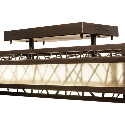 Meyda Lighting Quadrato 48" Oil Rubbed Bronze Rich Umador Semi-flush Mount Light With Brown & Beige Shade
