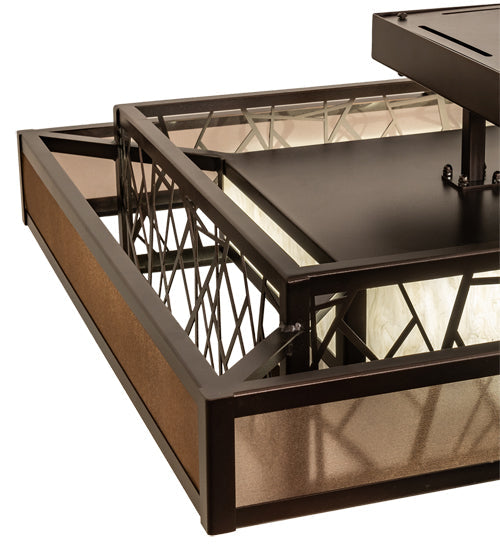 Meyda Lighting Quadrato 48" Oil Rubbed Bronze Rich Umador Semi-flush Mount Light With Brown & Beige Shade